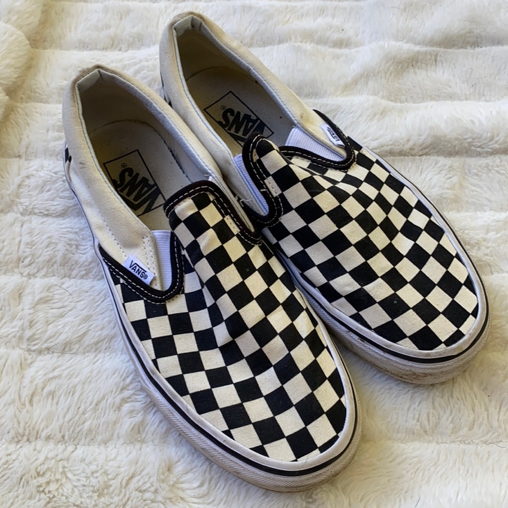 Checkered Vans Asher Slip Ons - Men’s Sz 8